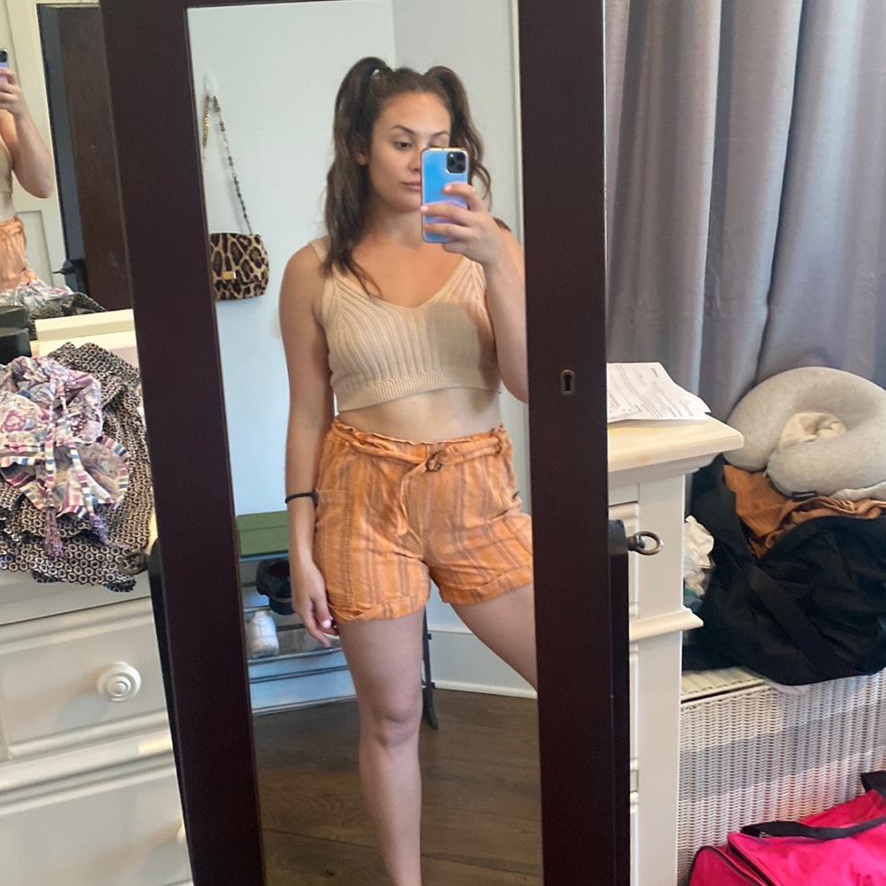 Urban outfitters orange soft shorts with belt